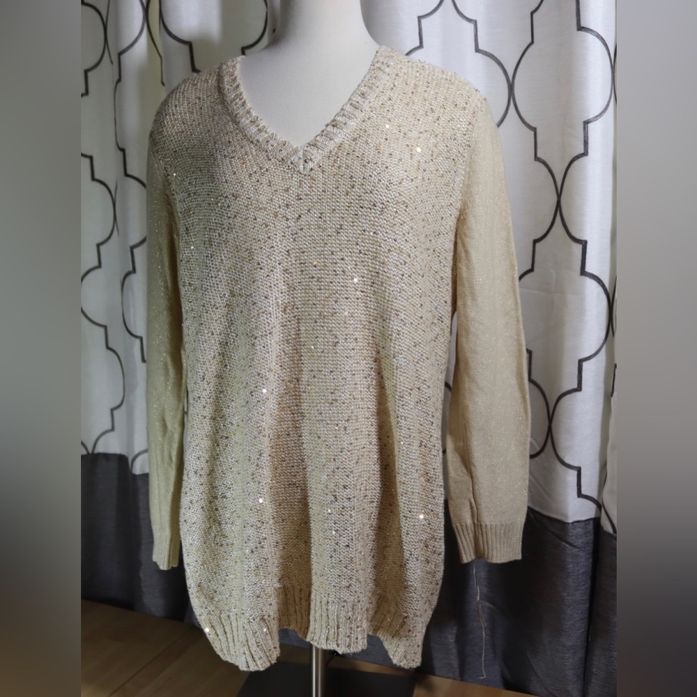 Charter Club tan/cream and gold sparkle sweater, size 2X